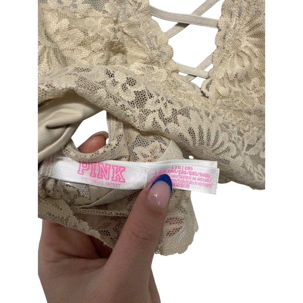 Victoria's Secret PINK (Beige) Floral Lace Bralette Women Size Large - Picture 4 of 4